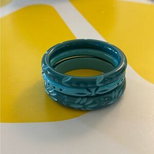 Splendette Teal Bangle Bracelet Set of 3 retro pinup tiki